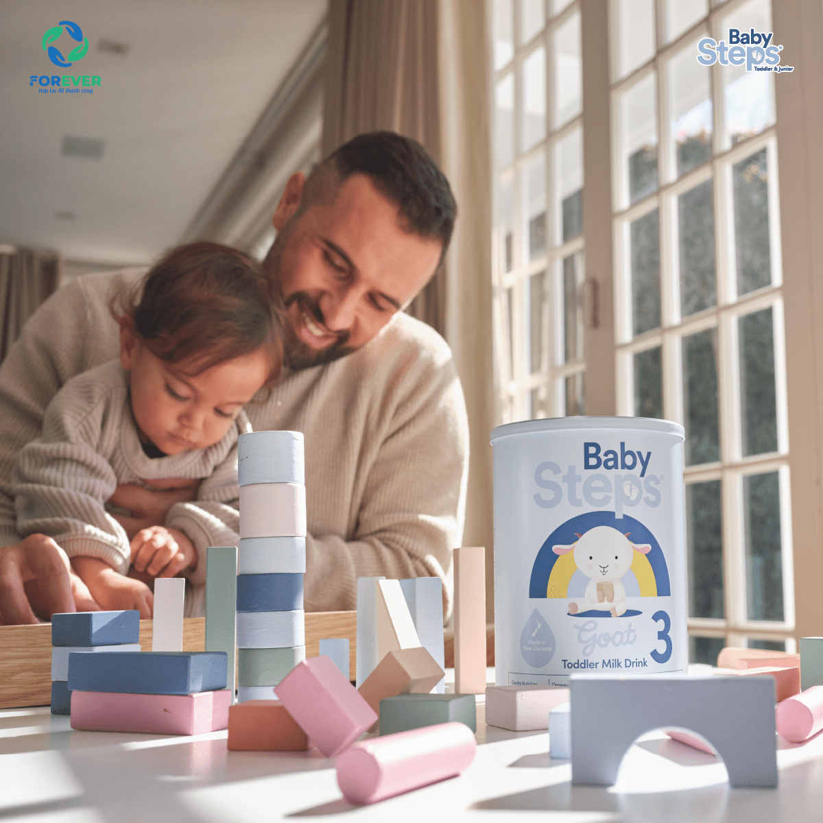 Sữa dê Baby Steps cung cấp đầy đủ dưỡng chất cho bé phát triển